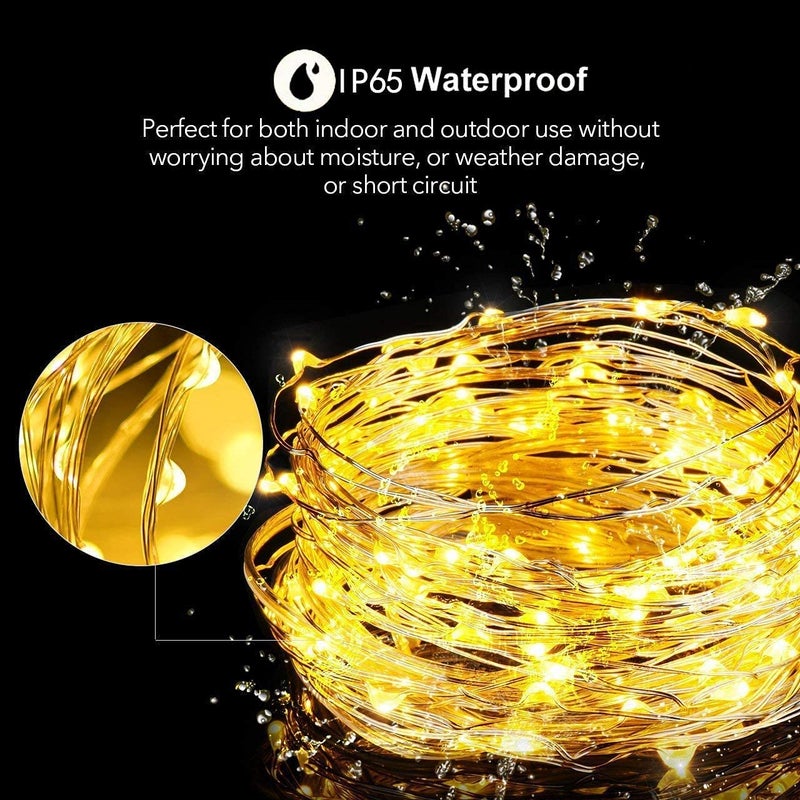 Lezonic أضواء الجنية الشمسية ليزونك، عبوة 2 240 LED خارجية مقاومة للماء 24م/80قدم 8 أوضاع أضواء سلك نحاسي لتزيين الفناء، الحديقة، الشرفة (أبيض دافئ) - Image 3